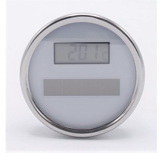 Thermomètre en acier inoxydable, digital, solaire