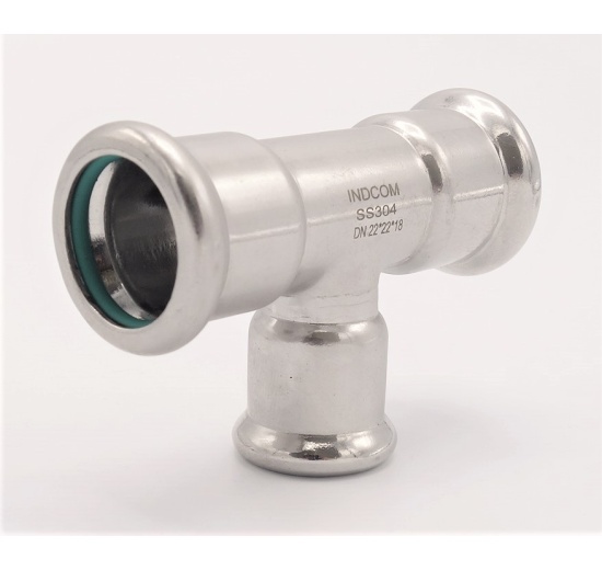 Pièce en T, pressage, réduite F/F/F 22_18_22, inox