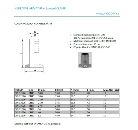 Clamp mandrin de tuyau Connexion CLAMP DIN 32676 industrie laitière industrie des boisson