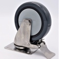 Roulettes de transport, pivotantes, acier inoxydables, diamètre 125 mm, avec frein