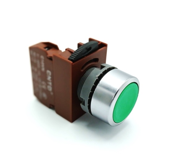 Tlačítko neprosvětlené - zelené, 1x NO kontakt