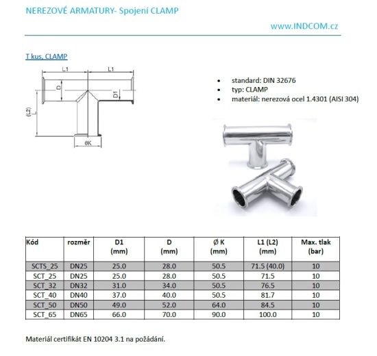 Tri CLAMP equal tee | DN65 (K91)