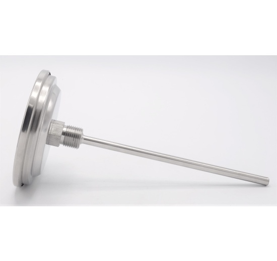 Celonerezový bimetalový teploměr s ponorným dříkem, závitový (1/2”), 0-150℃,  200 mm
