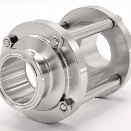 Sanitaire verre de viséur droit, inox, Clamp C-C, court | DN40 (collier 50.5mm)