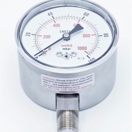 nerezový nízkotlaký tlakoměr s radiálním připojením