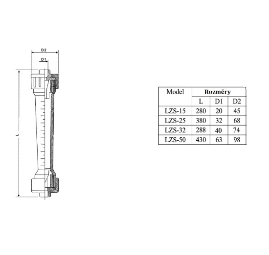 Rotamètre à flotteur 0.01~0.1 m3/hod