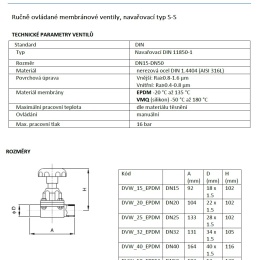 Vanne à membrane, type de soudage S-S, Silicone