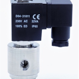 nerezový elektromagnetický ventil s cívkou a konektorem, 230V AC