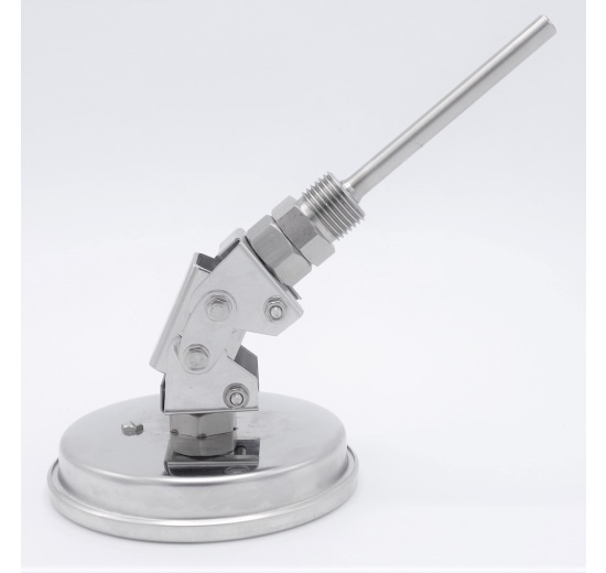 Thermomètres bimétalliques en acier inoxydable, tige d'immersion de réservoir, connexion angulaire
