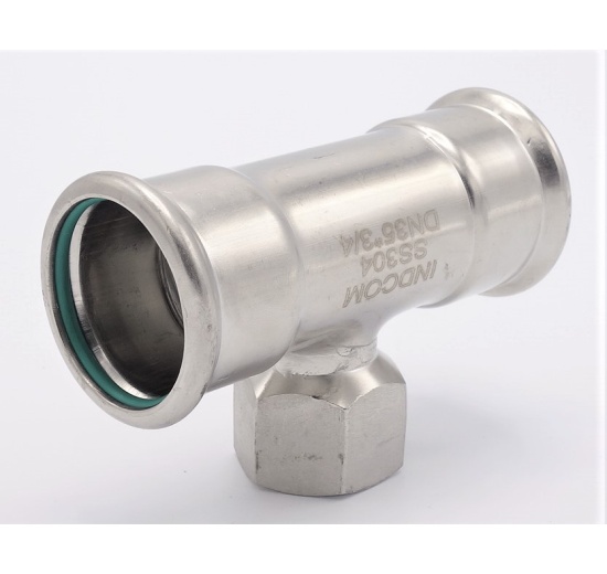 Pièce en T, pressée, F/F(filetage intérieur)/F 35_3/4"_35, raccords a sertir