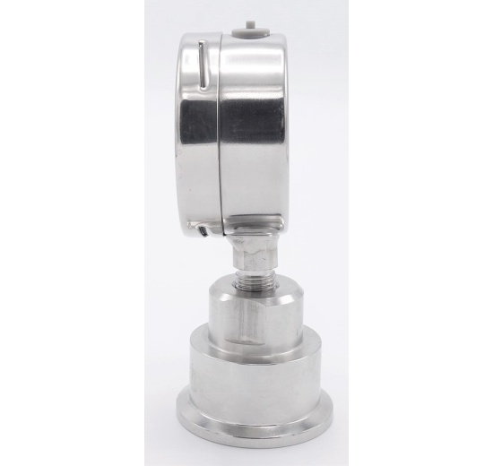Manomètre avec séparateur à membrane - en acier inoxydable CLAMP, cadran 63 mm | 0-10 bar, (clamp-50,5mm)