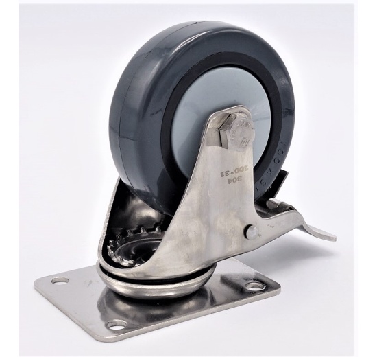 Roulettes de transport, acier inoxydable, diamètre 100 mm