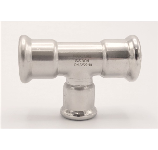 Pièce en T, pressage, réduite F/F/F 22_18_22, acier inoxydable