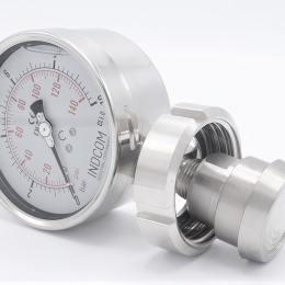 Tlakoměr s oddělovací membránou, potravinářské šroubení DIN 11851, číselník 100 mm,matice DN40| 0-10 bar