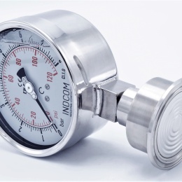 Manomètre inox avec membrane de séparation-CLAMP DIN 32676 (64 mm), cadran 100 mm  | 0-4 bar