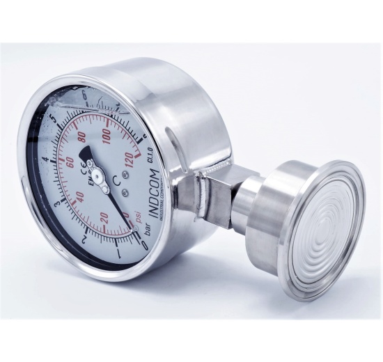 Manomètre inox avec membrane de séparation-CLAMP DIN 32676 (64 mm), cadran 100 mm  | 0-4 bar