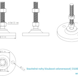 Pieds en acier inoxydable, réglables en hauteur, avec articulation| D100 M20 100 mm