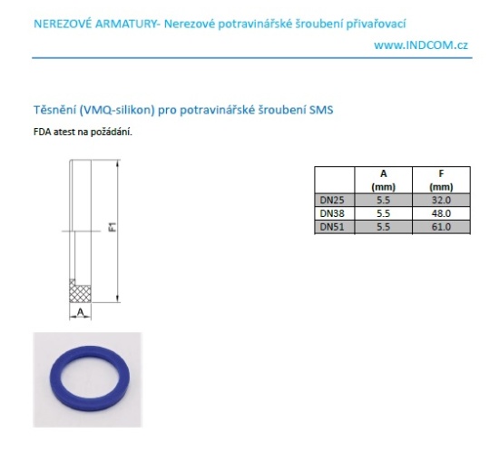 Joint pour tubulure filetée SMS, silicone DN38
