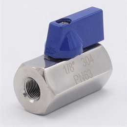 Robinet à boisseau sphérique MINI en acier inoxydable à débit réduit, monobloc, fileté 1/8”