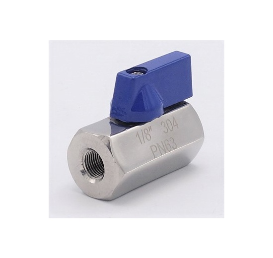 Robinet à boisseau sphérique MINI en acier inoxydable à débit réduit, monobloc, fileté 1/8”