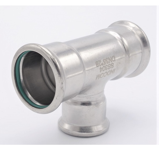 Pièce en T, pressage, réduite F/F/F 35_28_35, acier inoxydable