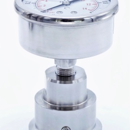 Manomètre tout inox, cadran 63 mm (raccordement arrière), avec membrane séparatrice CLAMP DIN 32676 - collier 50,5 mm 0-1 bar