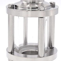 Sanitaire verre de viséur droit, inox, Clamp C-C, court | DN40 (collier 50.5mm)