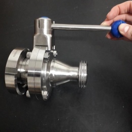 vanne papillon sur mesure avec union sanitaire Mâle/Femelle