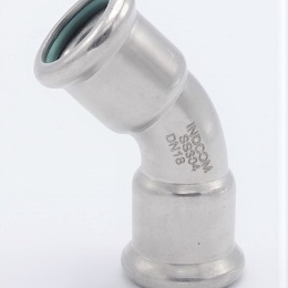 Coude 45°, raccords pressés, F/F 18 mm