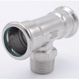 Pièce en T, pressage, F/M (filetage extérieur)/F, inox, raccords a sertir