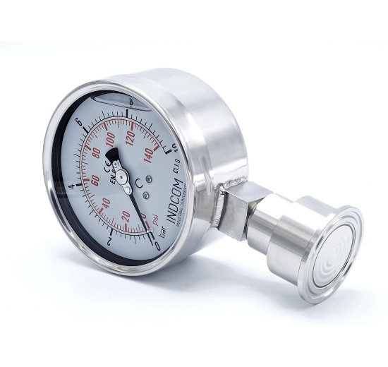 Manomètre inox avec membrane de séparation-CLAMP DIN 32676 (50.5 mm), cadran 100 mm