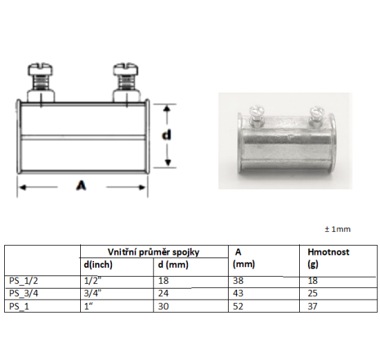 Raccord pour tubes en acier 1/2”
