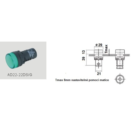 signálka zelená AC/DC - datasheet