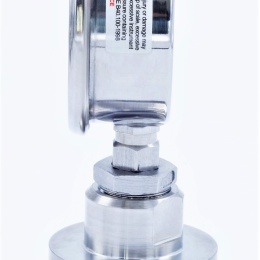 Manomètre tout acier inoxydable, cadran 63 mm, avec membrane de séparation-CLAMP DIN 32676, collier 64 mm | 0-1 bar, (CLAMP-64 mm)