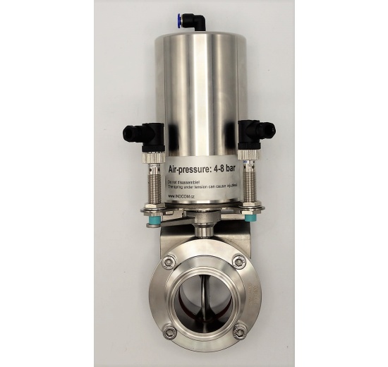 Vannes papillon pneumatiques sanitaire en inox CLAMP DN50