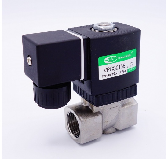 Nerezový elektromagnetický ventil 2/2, G 1/2"AC 24V, NC