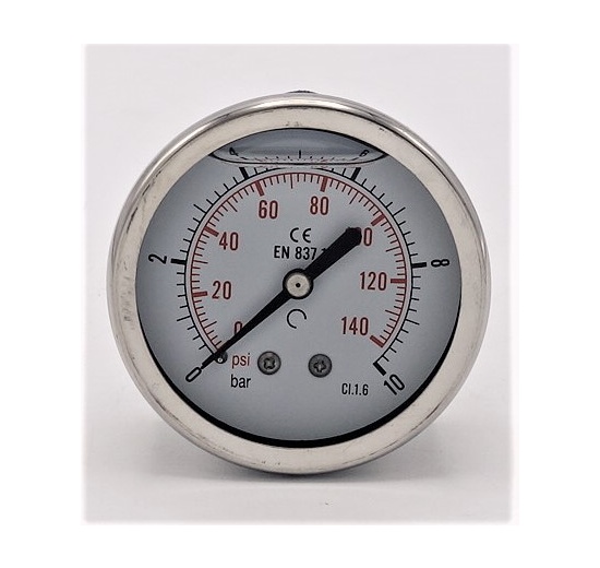 Manomètres en acier inoxydable – raccordement arrière 0 - 10 bar 1/4”