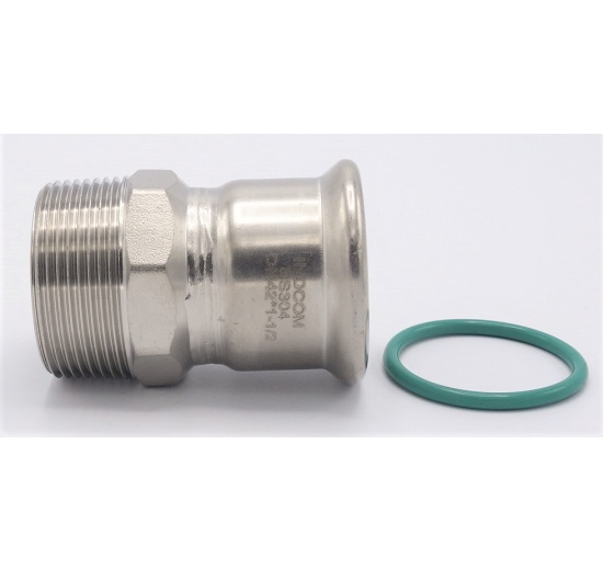Adaptateur de pressage/filetage externe, inox, 42 mm_1 1/2"
