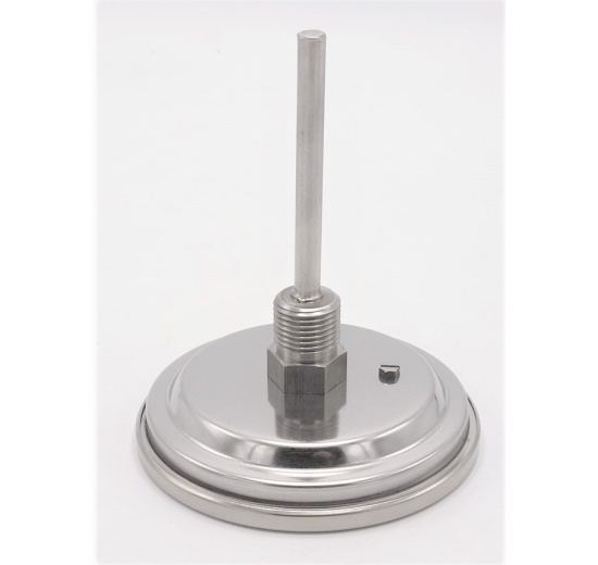 Celonerezový bimetalový teploměr s ponorným dříkem, závitový (1/2”), 0-300 ℃, 100 mm