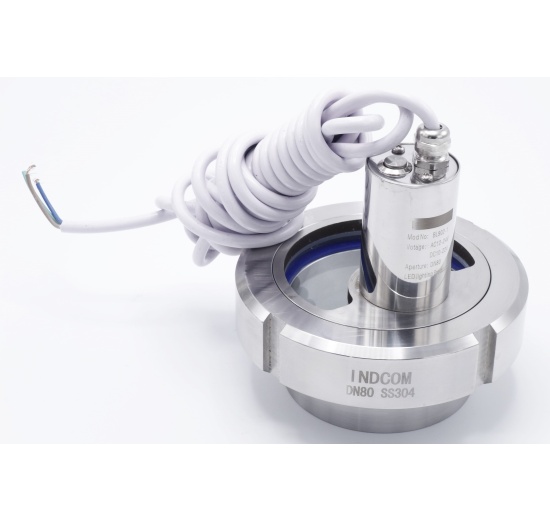 Indicateur de circulation en inox, raccordement à souder, avec éclairage, (pour cuves)