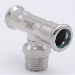 Pièce en T, pressage, F/M (filetage extérieur)/F | 15_1/2"_15, inox