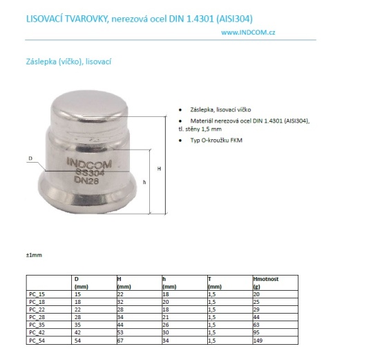 Capuchon d'extrémité, raccords à sertir, acier inoxydable