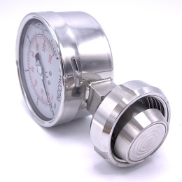Manomètre avec séparateur à membrane, filetage alimentaire DIN 11851, cadran 100 mm, écrou DN25