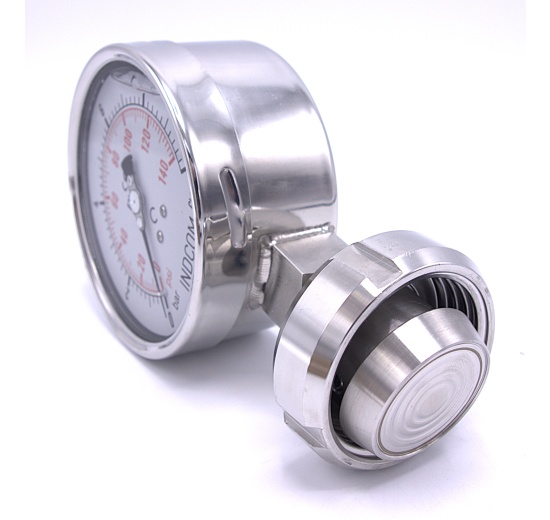 Manomètre avec séparateur à membrane, filetage alimentaire DIN 11851, cadran 100 mm, écrou DN25