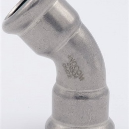 Coude 45°, raccords pressés, F/F 22 mm