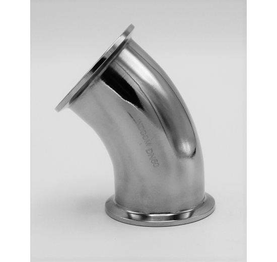 nerezové CLAMP DIN 32676  bezešvé koleno 45°