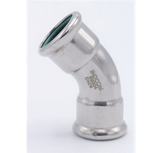 Coude 45°, raccords pressés, F/F 28 mm