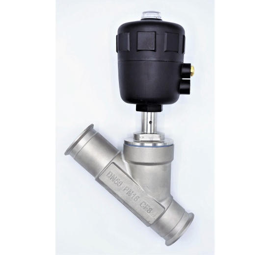 Vanne pneumatique à siège incliné - 45°, CLAMP DN50