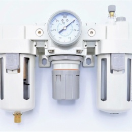 Unité combinée pour le réglage de l'air comprimé (régulateur + filtre + lubricateur) G 1/2"