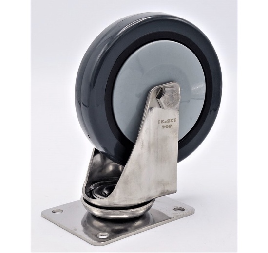 Roulettes de transport, acier inoxydable, diamètre 125 mm